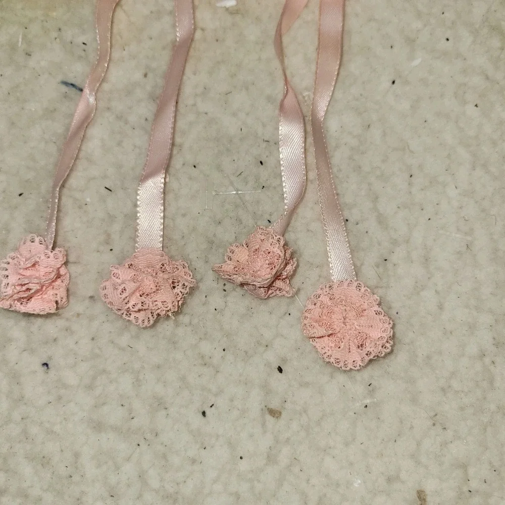 Vintage Lace Ribbon Hair Clips Pink Yellow‎ Cottagecore Barrettes Set